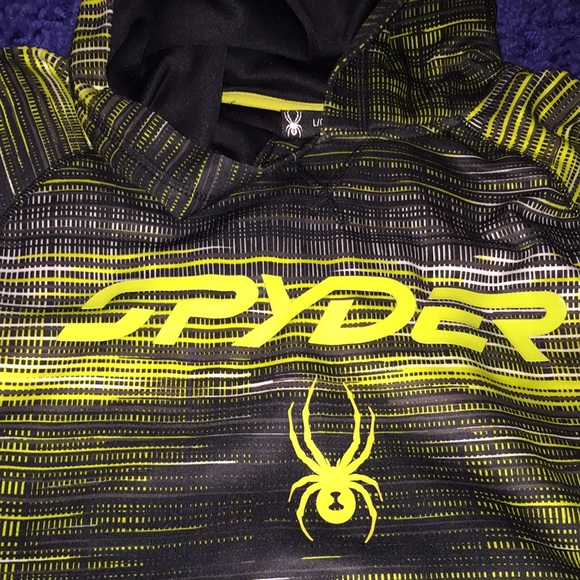 Spyder Hoodie Snowboard Shred Stretch neon spandex jacket coat LG - Picture 2 of 13